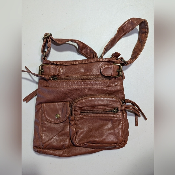 Brown Pleather Crossbody Bag - Picture 1 of 5